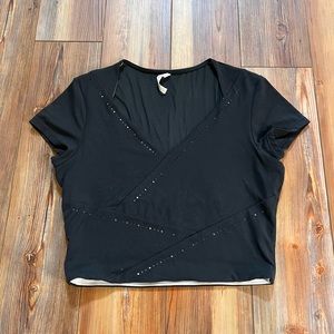 Athleta It's A Wrap Tee Top - Black/White